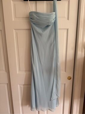 Azazie Light Blue One-Shoulder Evening Gown